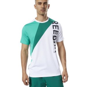 Koszulki Męskie Reebok One Series Training Colourblock Białe PL 12WUBCL